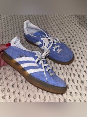 adidas Gazelle Women’s Suede Sneakers in Periwinkle with White Stripes